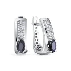 Cercei din aur alb cu Diamant, Safir