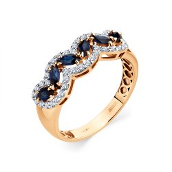 Inel din aur roșu cu pietre Diamant, Safir