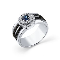 Inel din aur alb cu pietre Diamant, Safir