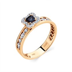Inel din aur roșu cu pietre Diamant, Safir