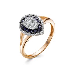 Inel din aur roșu cu pietre Diamant, Safir