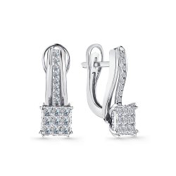 Cercei din aur alb cu pietre Diamant