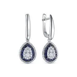 Серьги Длинные из белого золота с камнями Бриллиант, Сапфир