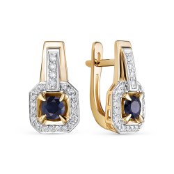 Cercei din aur roșu cu pietre Diamant, Safir