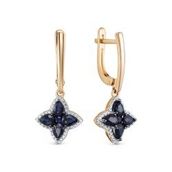 Cercei Suspendați din aur roșu cu pietre Diamant, Safir