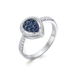 Inel din aur alb cu pietre Diamant, Safir