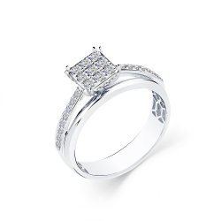 Inel din aur alb cu pietre Diamant