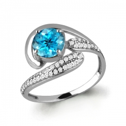 Inel din argint  cu pietre Cubic Zirconia Incolor, Topaz Swiss
