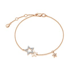 Brățară Stea din aur roșu cu pietre Diamant