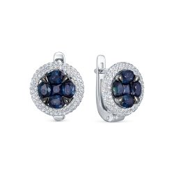 Cercei din aur alb cu pietre Diamant, Safir