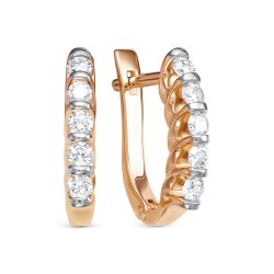 Серьги из красного золота с камнями Бриллиант