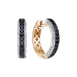 Cercei Creole din aur roșu cu pietre Diamant, Safir
