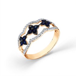 Inel din aur roșu cu pietre Diamant, Safir