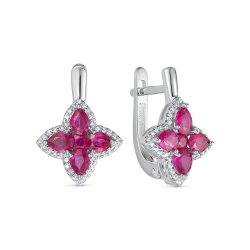 Cercei din aur alb cu pietre Diamant, Rubin