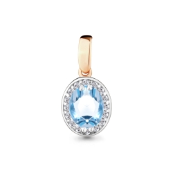 Pandantiv din aur roșu cu pietre Cubic Zirconia Incolor, Topaz Swiss