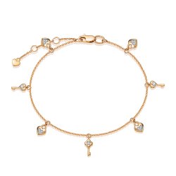 Brățară Love din aur roșu cu pietre Diamant