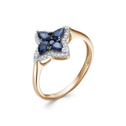 Inel din aur roșu cu pietre Diamant, Safir
