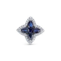 Pandantiv din aur alb cu pietre Diamant, Safir