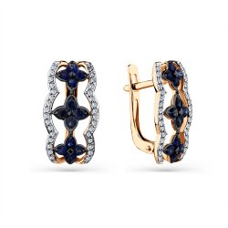 Cercei din aur roșu cu pietre Diamant, Safir