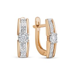 Серьги из красного золота с камнями Бриллиант