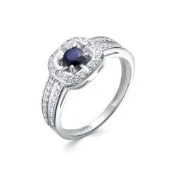 Inel din aur alb cu Diamant, Safir