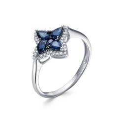 Inel din aur alb cu pietre Diamant, Safir