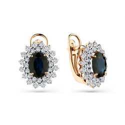 Cercei din aur roșu cu pietre Diamant, Safir