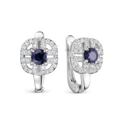 Cercei din aur alb cu pietre Diamant, Safir