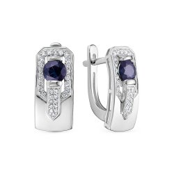Cercei din aur alb cu pietre Diamant, Safir