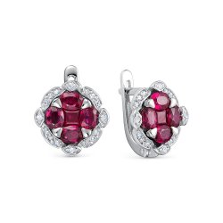 Cercei din aur alb cu pietre Diamant, Rubin