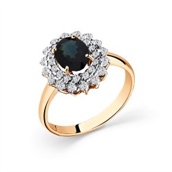 Inel din aur roșu cu pietre Diamant, Safir