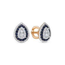 Cercei Pusete din aur roșu cu pietre Diamant, Safir