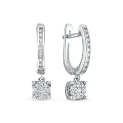 Серьги Длинные из белого золота с камнями Бриллиант