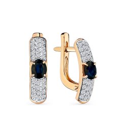 Cercei din aur roșu cu pietre Diamant, Safir