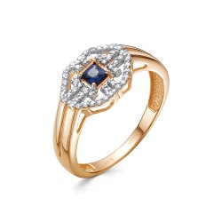 Inel din aur roșu cu pietre Diamant, Safir