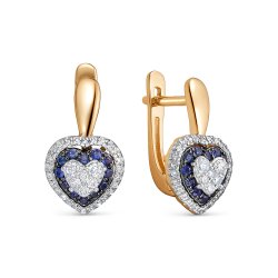 Cercei din aur roșu cu pietre Diamant, Safir