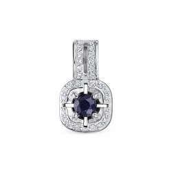 Pandantiv din aur alb cu pietre Diamant, Safir