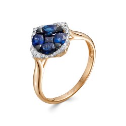 Inel din aur roșu cu pietre Diamant, Safir