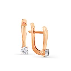 Серьги из красного золота с камнями Бриллиант