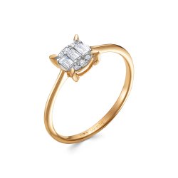 Inel din aur roșu cu pietre Diamant