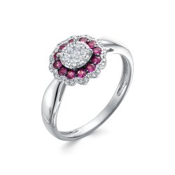 Inel din aur alb cu pietre Diamant, Rubin