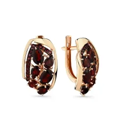 Cercei din aur roșu cu Cubic Zirconia Bordo, Granat