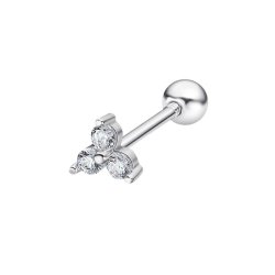 Серьга Одиночная из серебра с камнями Фианит Бесцветный