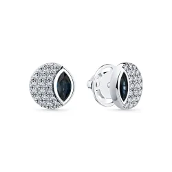 Cercei Pusete din aur alb cu Diamant, Safir