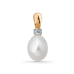 Pandantiv din aur roșu cu pietre Cubic Zirconia Incolor, Perla Albă