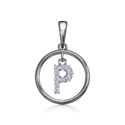 Подвеска из белого золота с камнями Фианит