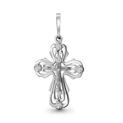 Cruce din aur alb cu pietre Diamant