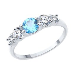 Inel din argint  cu pietre Cubic Zirconia Incolor, Topaz Swiss