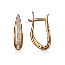 Cercei din aur roșu cu pietre Cubic Zirconia Incolor