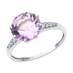 Inel din argint  cu pietre Cubic Zirconia Incolor, Ametist